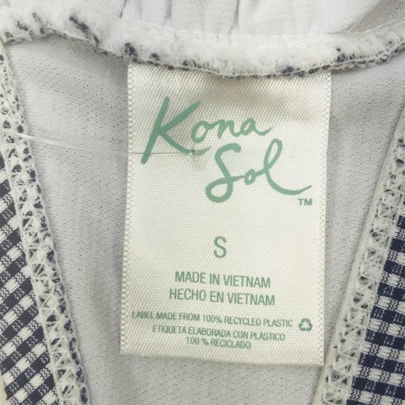 Kona Sol Women's Size Small 4-6 Gingham Cinch Front Bikini Swim Top MISSING PADS - Picture 5 of 11